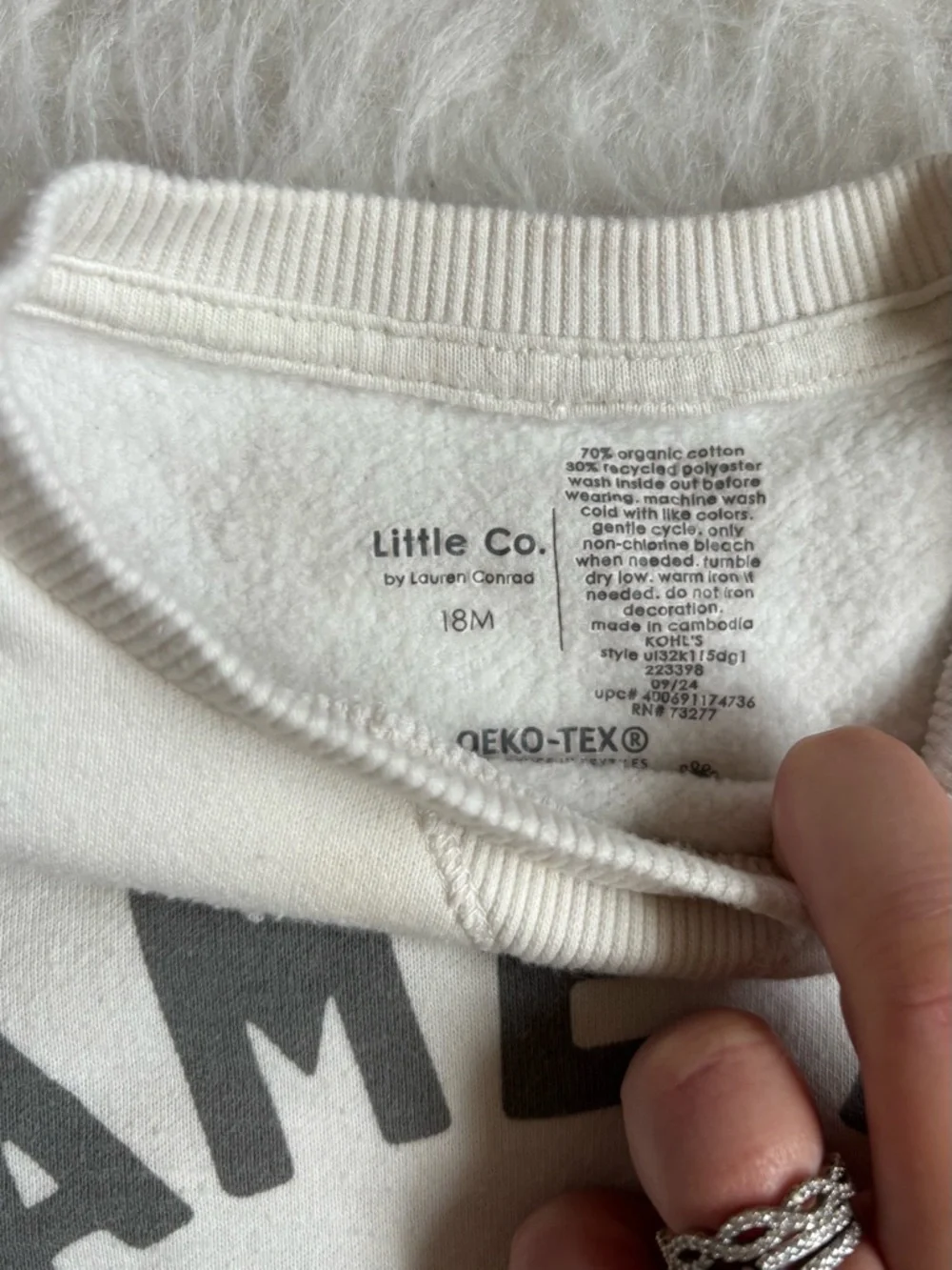 Little Co. Toddler Festive, Minimalist 'Game Day' Cozy Cream Sweatshirt